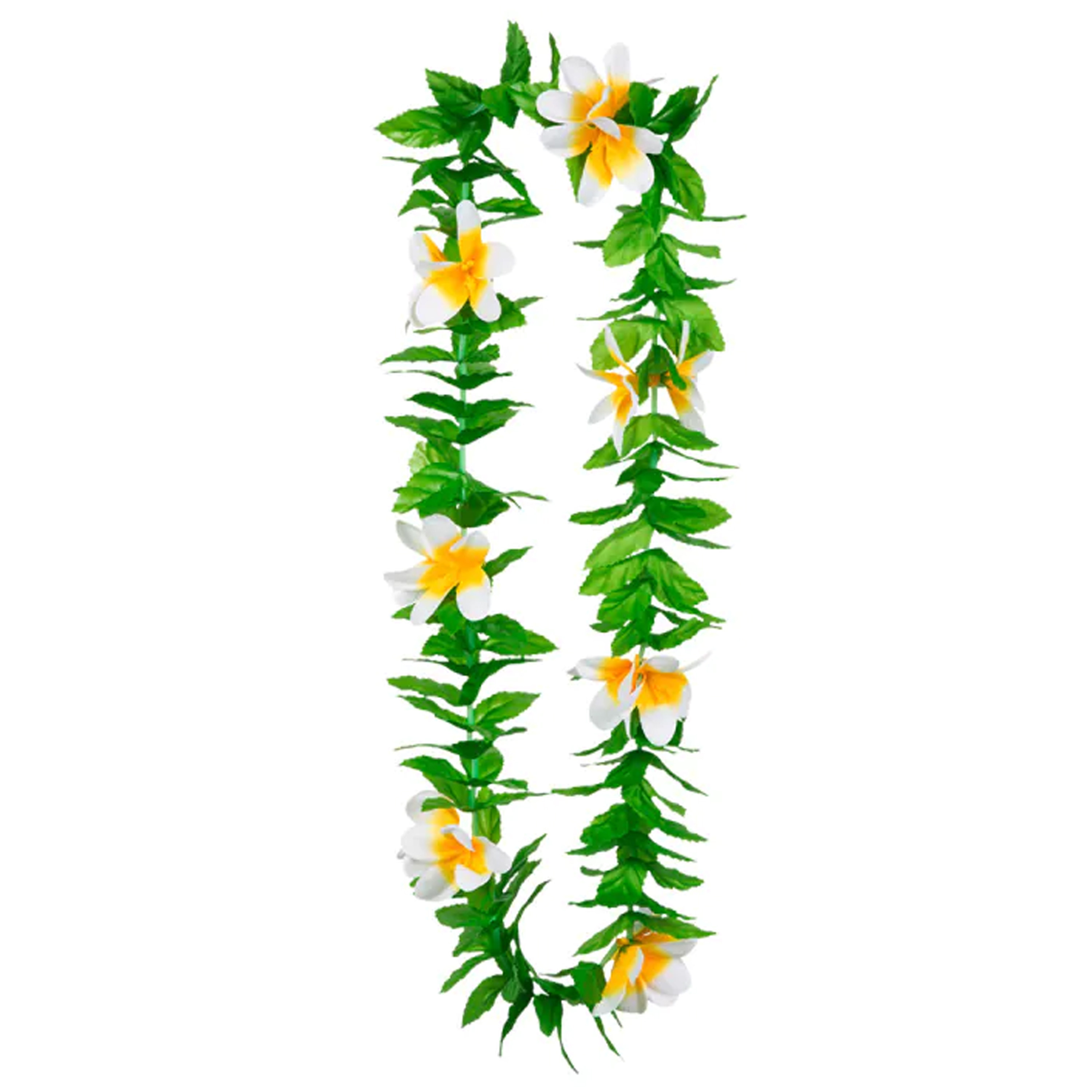 Toppers - Hawaii krans/slinger - Tropische kleuren mix groen/wit - Bloemen hals slingers
