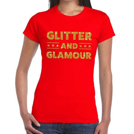 Glitter and Glamour glitter tekst t-shirt rood dames